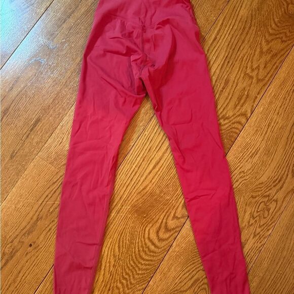 No Brand Pants - Vibrant Red Full-Length Leggings with Stretchy Fit